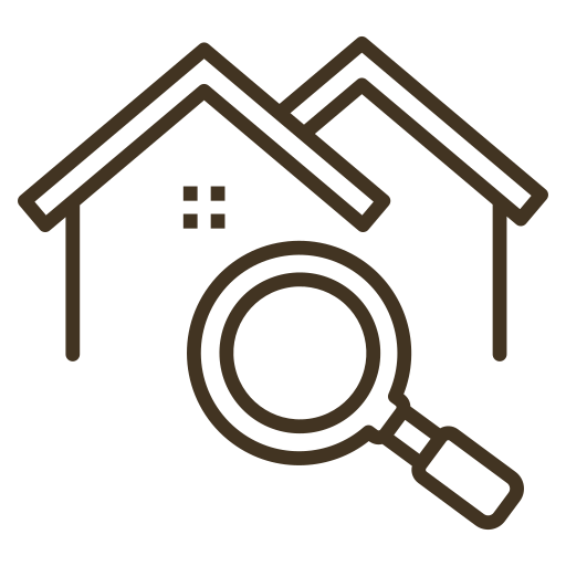 House search icon for home finding or property inspection